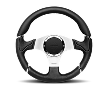 Carica l&#39;immagine nel visualizzatore di Gallery, Momo Millenium Steering Wheel 350 mm - Black Leather/Black Stitch/Brshd Spokes