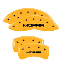 Laden Sie das Bild in den Galerie-Viewer, MGP 4 Caliper Covers Engraved F &amp; R Chrysler Wing Yellow Finish Black Char 2005 Chrysler Crossfire