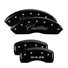 Charger l&#39;image dans la galerie, MGP 4 Caliper Covers Engraved Front Cursive/Cadillac Engraved Rear XLR Black finish silver ch