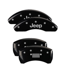 Charger l&#39;image dans la galerie, MGP 4 Caliper Covers Engraved Front JEEP Engraved Rear JEEP Grill logo Black finish silver ch