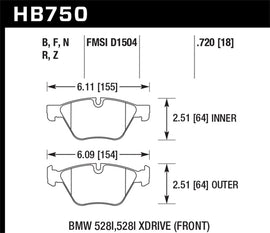 Hawk 13-14 BMW 528i / 528i xDrive PC Front Brake Pads