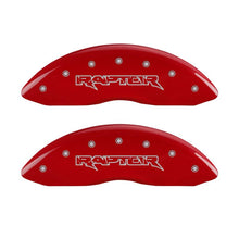 Charger l&#39;image dans la galerie, MGP 4 Caliper Covers Engraved Front &amp; Rear Raptor Red finish silver ch