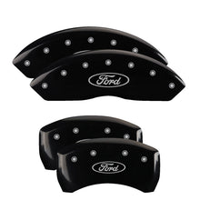 Laden Sie das Bild in den Galerie-Viewer, MGP 4 Caliper Covers Engraved Front &amp; Rear Oval logo/Ford Black finish silver ch