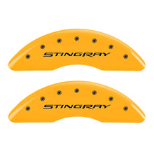 Charger l&#39;image dans la galerie, MGP 4 Caliper Covers Engraved Front &amp; Rear Stingray Yellow finish black ch