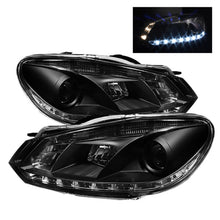 Charger l&#39;image dans la galerie, Spyder Volkswagen Golf/GTI 10-13 Projector Headlights Halogen Model- DRL Blk PRO-YD-VG10-DRL-BK