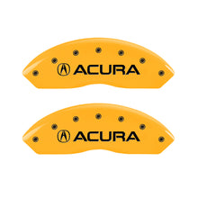 Cargar imagen en el visor de la galería, MGP 4 Caliper Covers Engraved Front &amp; Rear Acura Yellow finish black ch