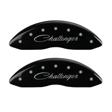 Charger l&#39;image dans la galerie, MGP 4 Caliper Covers Engraved Front &amp; Rear Cursive/Challenger Black finish silver ch