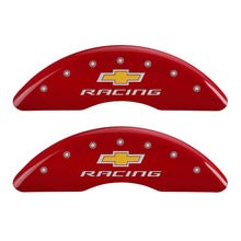 Charger l&#39;image dans la galerie, MGP 4 Caliper Covers Engraved Front &amp; Rear Chevy Racing Red Finish Silver Char 2016 Chevrolet Camaro