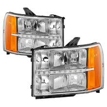 Charger l&#39;image dans la galerie, xTune GMC Sierra 07-13 Headlights with Daytime LED Running Light - Chrome HD-JH-GSIE07-LED-C