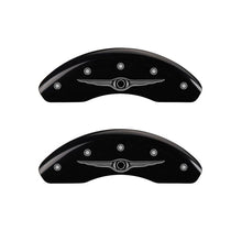 Laden Sie das Bild in den Galerie-Viewer, MGP 4 Caliper Covers Engraved Front &amp; Rear Style 1/Chrysler Wing Black finish silver ch