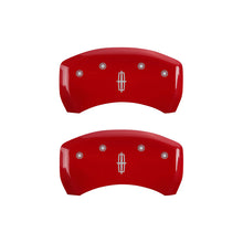Charger l&#39;image dans la galerie, MGP 4 Caliper Covers Engraved Front Lincoln Engraved Rear Star logo Red finish silver ch