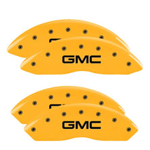 Laden Sie das Bild in den Galerie-Viewer, MGP 4 Caliper Covers Engraved F &amp; R Gm Style/Hybrid Yellow Finish Black Char 2002 GMC Sierra 1500