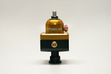 Laden Sie das Bild in den Galerie-Viewer, Fuelab 575 Carb Adjustable Mini FPR Blocking 4-12 PSI (1) -6AN In (2) -6AN Out - Gold