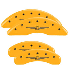 Cargar imagen en el visor de la galería, MGP 4 Caliper Covers Engraved F &amp; R Chrysler Wing Yellow Finish Black Char 2004 Chrysler Pacifica