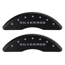 Charger l&#39;image dans la galerie, MGP 4 Caliper Covers Engraved Front &amp; Rear Silverado Red finish silver ch