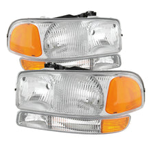 Laden Sie das Bild in den Galerie-Viewer, Xtune GMC Sierra 99-06 Headlights &amp; Amber Bumper Lights Chrome HD-JH-GS99-SET-OEAM-C