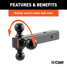 Carica l&#39;immagine nel visualizzatore di Gallery, Curt Multi-Ball Mount (2in Hollow Shank 1-7/8in 2in &amp; 2-5/16in Black Balls)
