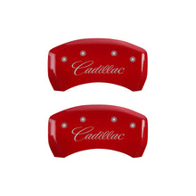 Cargar imagen en el visor de la galería, MGP 4 Caliper Covers Engraved Front &amp; Rear Cursive/Cadillac Yellow finish black ch