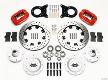 गैलरी व्यूवर में इमेज लोड करें, Wilwood Forged Dynalite Front Kit 12.19in Drill Red 1965-1969 Mustang Disc &amp; Drum Spindle