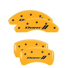 Charger l&#39;image dans la galerie, MGP 4 Caliper Covers Engraved Front &amp; Rear With stripes/Dart Yellow finish black ch