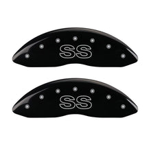 Cargar imagen en el visor de la galería, MGP 4 Caliper Covers Engraved Front &amp; Rear Classic/SS Black finish silver ch
