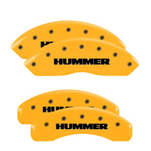 Carica l&#39;immagine nel visualizzatore di Gallery, MGP 4 Caliper Covers Engraved Front &amp; Rear Hummer Yellow Finish Black Char 2010 Hummer H3T