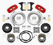 Cargar imagen en el visor de la galería, Wilwood AERO4 Rear Kit 14.00 Red 2005-2014 Mustang w/ BMR Suspn. w/Lines