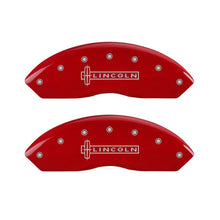 Charger l&#39;image dans la galerie, MGP 4 Caliper Covers Engraved Front Lincoln Engraved Rear Star logo Red finish silver ch