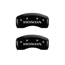 Laden Sie das Bild in den Galerie-Viewer, MGP 4 Caliper Covers Engraved Front &amp; Rear Honda Black Finish Silver Char 2010 Honda Civic