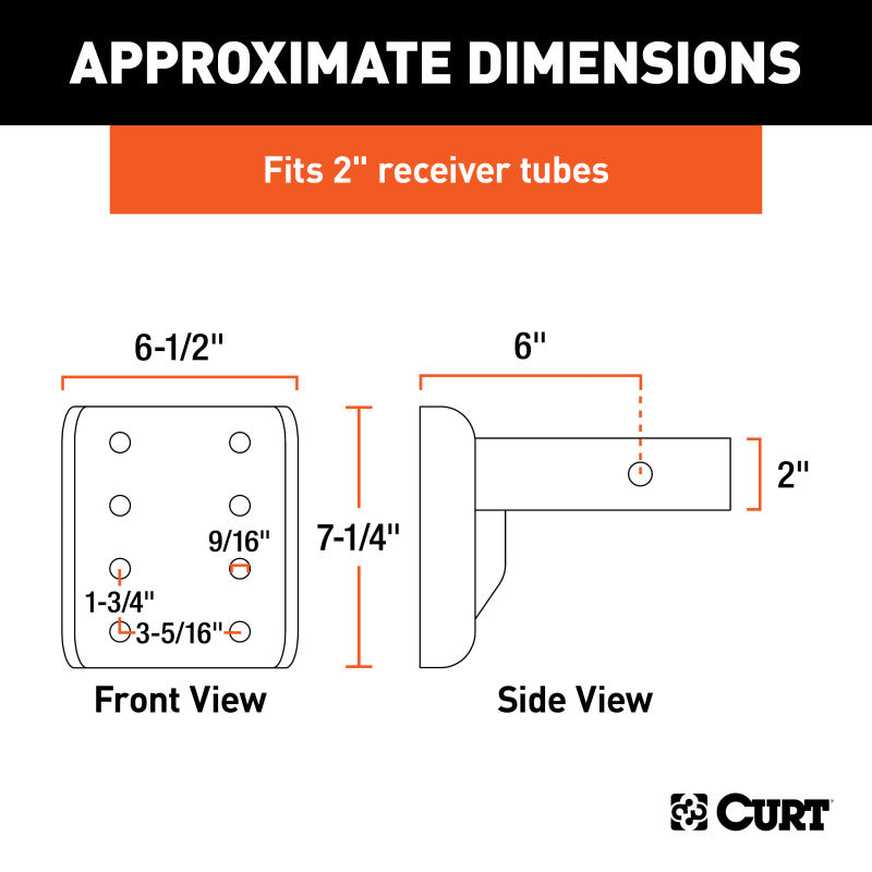Curt Adjustable Pintle Mount (2in Shank 17000lbs 7-1/4in High 6in Long)