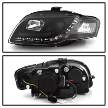 Charger l&#39;image dans la galerie, Spyder Audi A4 06-08 Projector Headlights Halogen Model Only - DRL Black PRO-YD-AA405-DRL-BK