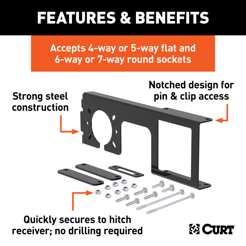 Curt Easy-Mount Bracket for 4 or 5-Flat & 6 or 7-Round (2-1/2in Receiver Packaged)