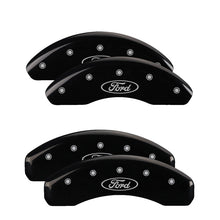 Laden Sie das Bild in den Galerie-Viewer, MGP 4 Caliper Covers Engraved Front &amp; Rear Oval logo/Ford Black finish silver ch