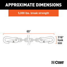 Load image into Gallery viewer, Curt 65in Safety Chains w/2 Snap Hooks Each (5000lbs Vinyl-Coated 2-Pack)
