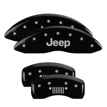 Charger l&#39;image dans la galerie, MGP 4 Caliper Covers Engraved Front JEEP Engraved Rear JEEP Grill logo Black finish silver ch