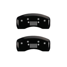 Charger l&#39;image dans la galerie, MGP 4 Caliper Covers Engraved Front JEEP Engraved Rear JEEP Grill logo Black finish silver ch