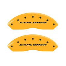 Cargar imagen en el visor de la galería, MGP 4 Caliper Covers Engraved Front &amp; Rear Explorer Yellow Finish Black Char 2006 Ford Explorer