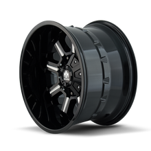 Cargar imagen en el visor de la galería, Mayhem 8105 Combat 20x9 / 8x165.1 BP / 0mm Offset / 130.8mm Hub Black w/ Milled Spokes Wheel