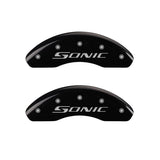 MGP 4 Caliper Covers Engraved Front & Rear Sonic Black finish silver ch