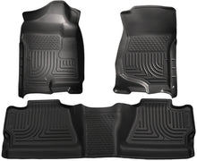 Laden Sie das Bild in den Galerie-Viewer, Husky Liners 07-12 Chevy Silverado/GMC Sierra Crew Cab WeatherBeater Combo Black Floor Liners