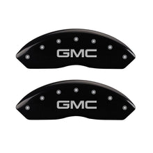 Cargar imagen en el visor de la galería, MGP Front set 2 Caliper Covers Engraved Front GMC Black finish silver ch