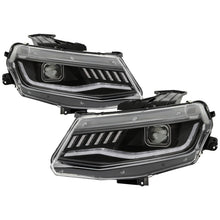 गैलरी व्यूवर में इमेज लोड करें, Spyder Chevy Camaro 16-18 Halogen Model Full LED Headlights Black PRO-YD-CCAM16HALAP-SEQ-BK