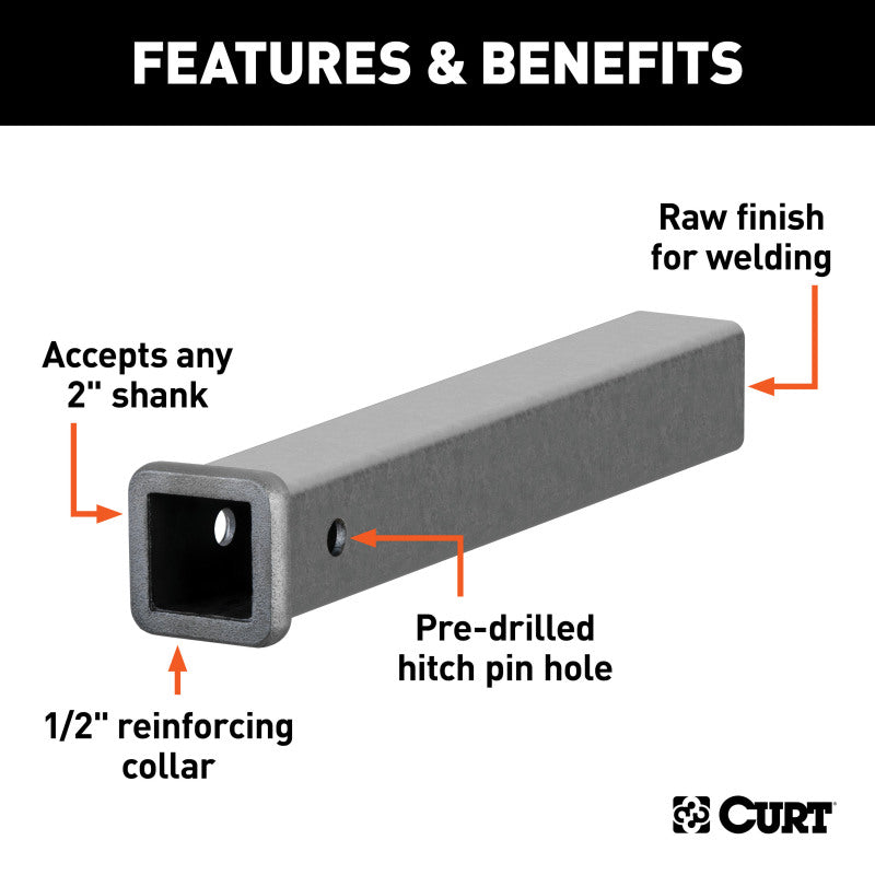 Curt 18in Raw Steel Receiver Tubing (2in Receiver)