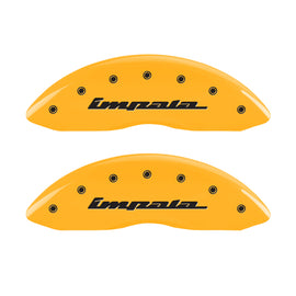 MGP 4 Caliper Covers Engraved Front & Rear Impala Yellow finish black ch