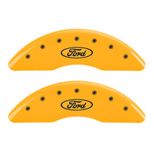 Laden Sie das Bild in den Galerie-Viewer, MGP 4 Caliper Covers Engraved Front &amp; Rear Oval logo/Ford Yellow finish black ch