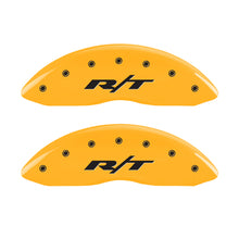 Charger l&#39;image dans la galerie, MGP 4 Caliper Covers Engraved Front &amp; Rear RT1-Truck Yellow Finish Black Char 2006 Dodge Charger