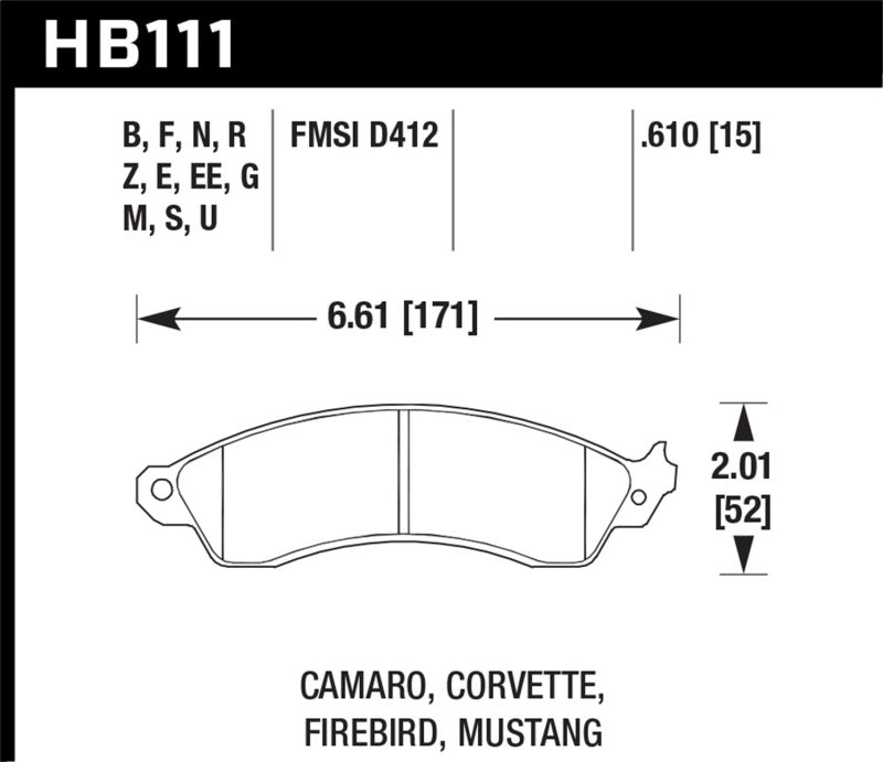 Hawk 94-04 Mustang Cobra / 88-95 Corvette 5.7L / 88-92 Camaro w/ Hvy Duty Brakes Front HP+ Street Br - 2to4wheels