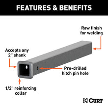 Load image into Gallery viewer, Curt 24in Raw Steel Receiver Tubing (2in Receiver)
