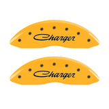 MGP 4 Caliper Covers Engraved F & R Cursive/Charger Yellow Finish Black Char 2006 Dodge Charger