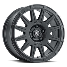 गैलरी व्यूवर में इमेज लोड करें, ICON Ricochet 17x8 5x108 38mm Offset 6in BS Satin Black Wheel